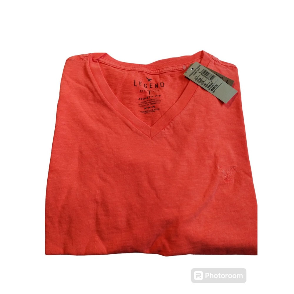 AMERICAN EAGLE Outfitters AE LEGENDS V-neck tee Womens Medium Neon Orange/Coral